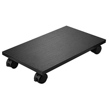 Imagem de YuPinDiZu Suporte de PC para torre de computador de chão, suporte de PC, suporte de CPU com 4 rodas de rodízio sob a mesa, sem montagem (preto)