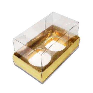 Imagem de Caixa Base Brigadeiro - Dourado - 2 cavidades (8,5x5x4,5cm) - 10 unida