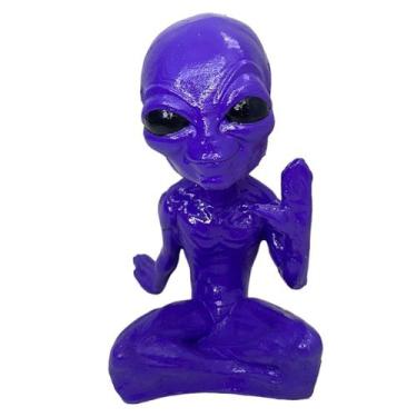 Imagem de Escultura em Resina Mini Alienígena E.T Extraterrestres  Pose Cumprime