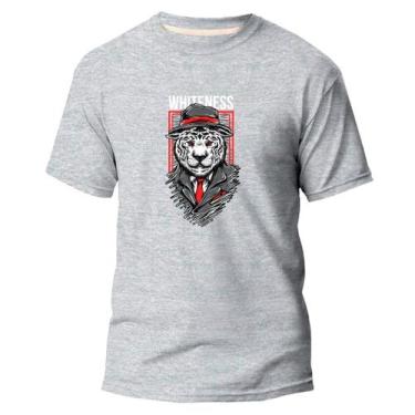 Imagem de Camiseta Algodão Premium Estampa Digital Tigre Branco Selva - NoBrand,