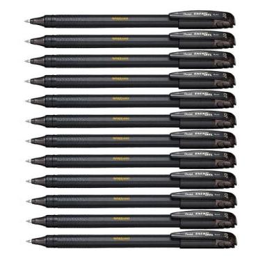 Imagem de Kit 12 Canetas PENTEL Gel Energel Makkuro 0.7mm Ponta Fina (Cores à Es