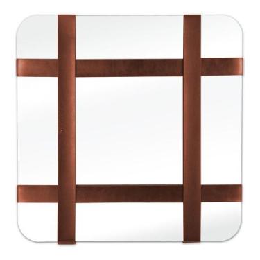 Imagem de Espelho Decorativo Chess Cantos material sintético Caramelo 50 X 50 Cm