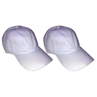 Imagem de Kit Com 2 Bonés Branco Liso Bordar Padeiro Açougueiro Supermercado Coz