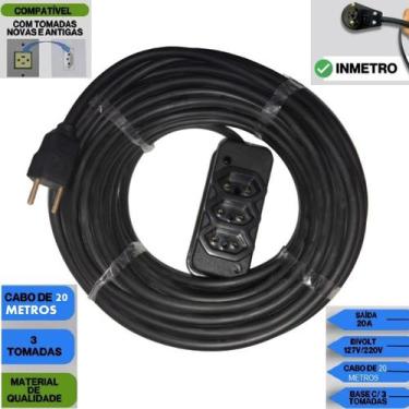 Imagem de Extensao Eletrica 20 Metros 20A Cabo PP 2X2,5mm² 0,6/1KV com 1 tomada 
