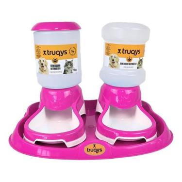 Imagem de Kit Comedouro Automático Cachorro Gato Bededouro Bandeja 2l - bebedour