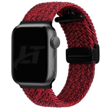 Imagem de Pulseira Trançada LTimports compativel com Apple Watch 42mm Series 10, Apple Watch 41mm Series 9/8/7, Apple Watch 40mm Series 6/5/4/SE e Apple Watch 38mm Series 3/2/1 (LT-Vermelho-preto)