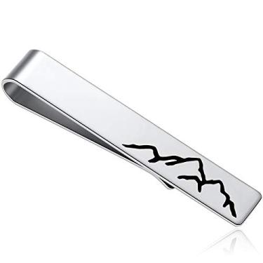 Imagem de Hazado Mountain Tie Bar – padrinhos para entusiastas ao ar livre – Clipe de gravata de aventura – Clipe de gravata para explorar – Presente de formatura para ele – Presente para namorado, Metal