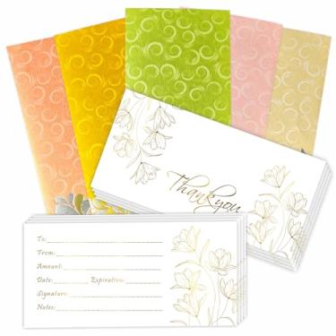 Imagem de PARTH IMPEX 25 peças de vales de presente em branco com envelopes - cupons de resgate de cupons de Natal, cartões de fidelidade, presentes de cliente de agradecimento de funcionários para negócios de