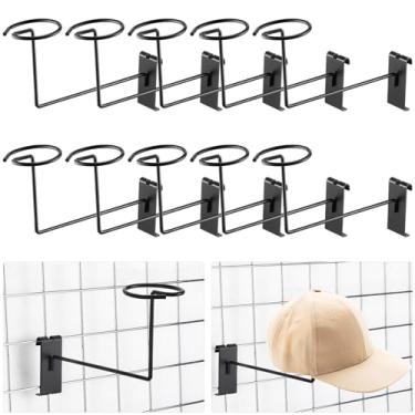 Imagem de Blulu 12 peças de expositor de chapéu para parede de grade, suporte de capacete de metal, prateleiras de exibição de loja, organizador de bonés, acessórios de parede ganchos para garagem de artesanato