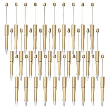 Imagem de jiebor 30 peças de canetas esferográficas douradas com contas de plástico, canetas esferográficas de tinta preta, canetas fofas e legais para crianças, meninas, estudantes, professores, noivas, formatura, escritório, material escolar