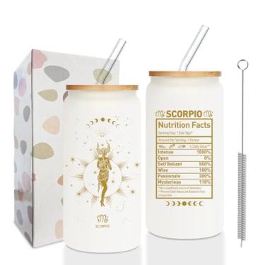 Imagem de Copos foscos engraçados do zodíaco de escorpião, presentes de escorpião para mulheres, presentes de aniversário para amantes do zodíaco, copos de vidro engraçados de escorpião, presentes para amantes