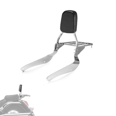 Imagem de Encosto de motocicleta Sissy Bar com bagageiro – Almofada removível para encosto de passageiro psler com suporte de prateleira para Volusia VL800 2001-2011 para Boulevard C50 2005-2013 e para