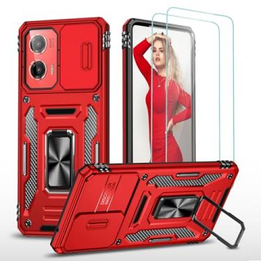 Imagem de Jeylly Capa para Moto G Stylus 5G (2024) com capa de lente de câmera deslizante, suporte de anel giratório de 360 graus funciona com suporte magnético para carro, capa protetora resistente à prova de