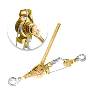 Imagem de YATOINTO Extrator de guincho de cabo de 4 toneladas Come Along Corda dupla extrator manual resistente de 3,991 kg com 3 ganchos extrator de catraca de cabo com engrenagem de metal duplo para
