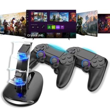 Imagem de Kit 2 Controles Compatível Para Tv Samsung 3 Em 1 Cu8000 Cu7700 Au7700 Bu7700 Bu8000 Gaming Hub Game Pass Ps4 + Carregador