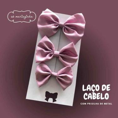 Imagem de Laço Decorativo de Cabelo Com 3 unidades - Só Mariazinha, ÚNICO, Rosa 