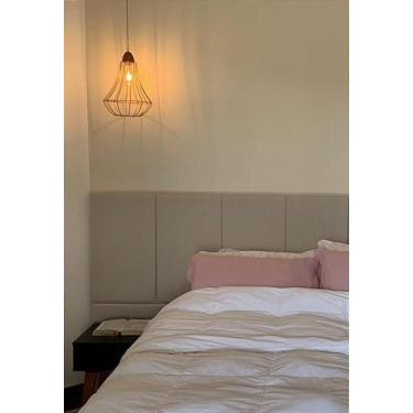 Imagem de Cabeceira Estofada Casal 7 Blocos Não é Segredo Linho Cru Mesclado 140