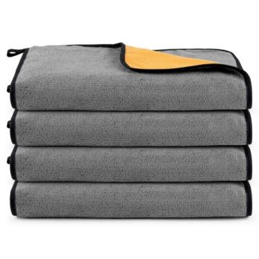 Imagem de Kit 04 Panos Flanela E Microfibra Dupla Face Toalha Para Limpeza Em Ge