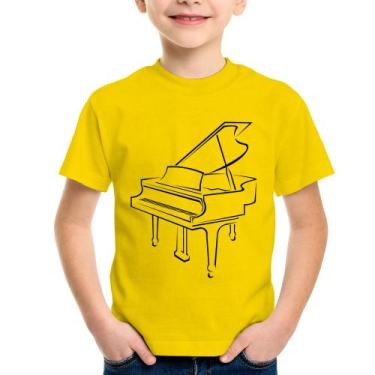 Imagem de Camiseta Infantil Piano - Foca na Moda, Amarelo, 14