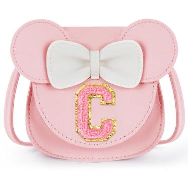 Imagem de URSKYTOUS Bolsa infantil presente para meninas pequenas orelhas de rato laço bolsa transversal rosa linda bolsa de ombro PU, C