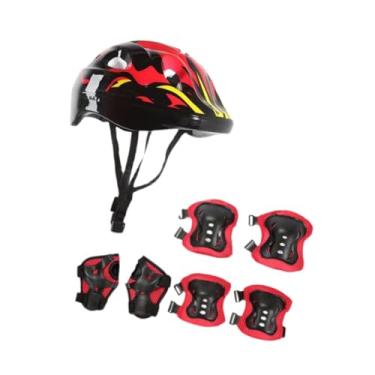 Imagem de simhoa 7pcs/set Kids Teens Skateboard Helmet para meninos Protetor de Protetor leve, Vermelho