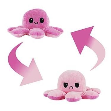 Imagem de Polvo e Bichinho de Pelúcia Colorido Reversível - Feliz e Triste - Pink e Rosa R3102