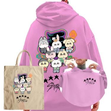 Imagem de Kit Moletom E Ecobag Blusa De Frio Stray Kids 5 Star Chibli - Abstract