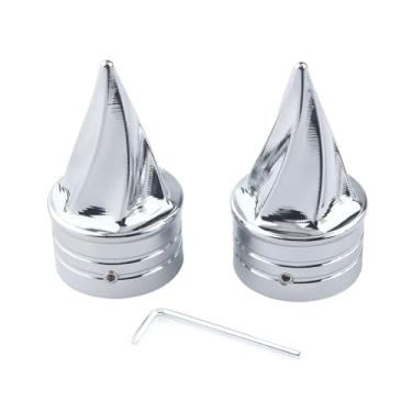 Imagem de FINMOKAL Tampas de porca de eixo torcidas dianteiras de alumínio CNC para Harley Dyna Low Rider Street Bob Super Glide Touring Electra Street Road Glide Road King
