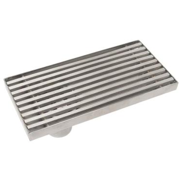 Imagem de Dreno do Chuveiro Linear, Dreno de Chuveiro de 8 Polegadas Dreno Retangular do Piso para o Banheiro, 304 Aço Inoxidável Dreno do Piso Dreno de Cabelo Grade Removível para Tubo de