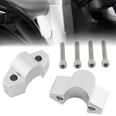 Imagem de FINMOKAL Braçadeira de guidão de motocicleta adaptador de extensão para Honda X-ADV 750 Todos os anos ADV 150 160 2017+ ADV 350 2022-up (aumento de 25 mm -prata)