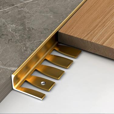 Imagem de Tira de borda de telha de alumínio 135 cm perfil L guarnição de ângulo de trilho dobrável para piso e azulejos de parede, protetor de borda para revestimentos de piso de 12,5-15 mm de altura