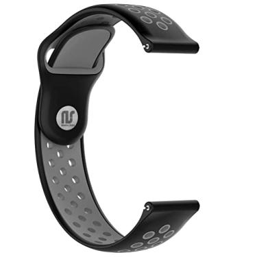 Imagem de Pulseiras esportivas NSmart Smartwatch 22mm ou 20mm compatível com Samsung Galaxy Watch 3 45mm - 41mm - Galaxy Watch 46mm - Gear S3 Frontier - Amaz fit GTR 2 / GTR 3 / GTS / GTS 2 / GTS 3 / GTS mini - Stratos 2 / Stratos 3 - Pace - Hawei GT - Nandos_Store (20mm, Preto/Cinza)