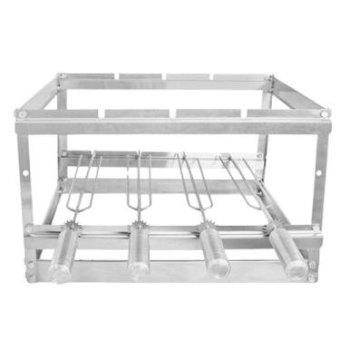 Imagem de Brasa Grill Suporte Inox Churrasqueira Alvenaria, 50x45 4 Espetos