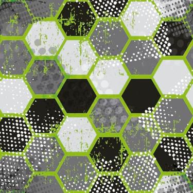 Imagem de Papel De Parede 12m Hexágono Colorido Verde e Cinza Colmeia Autocolante