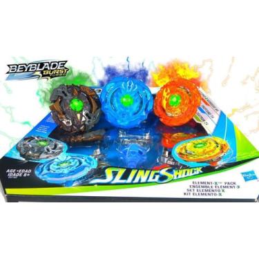 Imagem de Kit 3 Beyblade Burst Slingshock Kit Elemento X Hasbro - Beyblade Burst