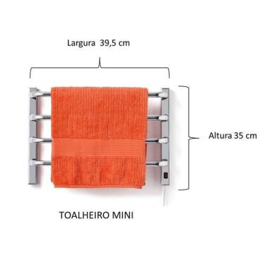 Imagem de Aquecedor Toalhas Térmico Cromado Mini Pequeno 220v Esquerdo