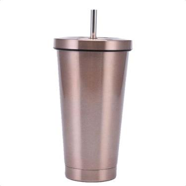 Imagem de Copo Térmico Com Tampa e Canudo Inox 500ml Para Café Bebidas - Abrolho