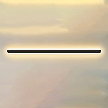 Imagem de Luminárias de parede LED longas, com barra, dimerização interna, LED, para corredor, montagem embutida, teto, faixa linear preta para quarto, sala de estar, banheiro