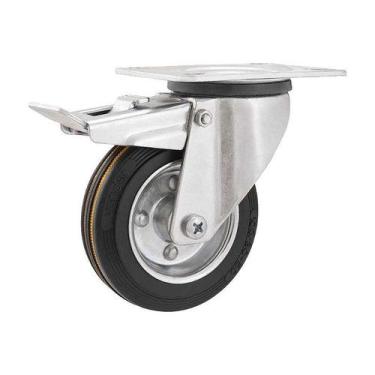 Imagem de Rodízio roda giratório freio borracha preta 3 76mm 60kg - VONDER