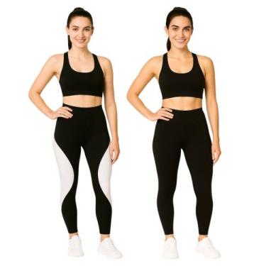 Imagem de Kit c/ 2 CALÇAS LEG Legging REDINHA Cintura Alta Fitness Treino Casual