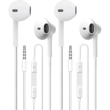 Imagem de QAWESDX Pacote com 2 fones de ouvido com fio, chamadas ultra claras e sem ruído】 Fones de ouvido de 3,5 mm com fio, fones de ouvido intra-auriculares com microfone, compatíveis com iPhone/iPad/Android