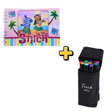 Imagem de Kit Canetinhas Ponta Dupla 12 cores e 1 Livro De Colorir Bobbie Goods 