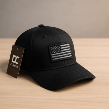 Imagem de Boné Militar Bandeira Americana Aba Curva Unissex Bordado Regulagem Fi