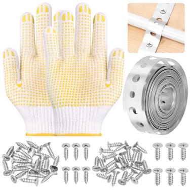 Imagem de Hilitchi 32 peças 3/4 polegadas x 3 pés correia de tubo de metal galvanizado com parafusos e luvas kit sortido suporte de tubo cintas de metal com furos para suporte de tubo pendurado