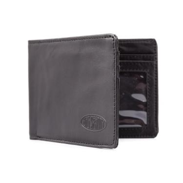 Imagem de Big Skinny Carteira masculina slim de couro dobrável com dobra dupla, comporta até 25 cartões, tamanho único, preta