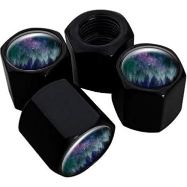 Imagem de Tampas de haste de válvula de pneu de metal, pacote com 4, tampas de haste de roda de carro, tampas de válvula de ar universais de alumínio para carros, caminhões, SUVs, bicicletas, motocicletas