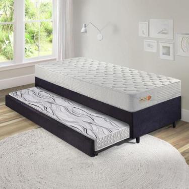 Imagem de Bicama Box 88x188 Suede Preto com Colchão Ecoline D33 Ecofle - B&G