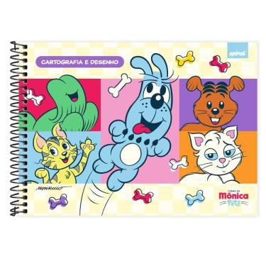 Imagem de Caderno Cartografia e Desenho Capa Dura 48 Folhas Turma da Mônica Pets Spiral