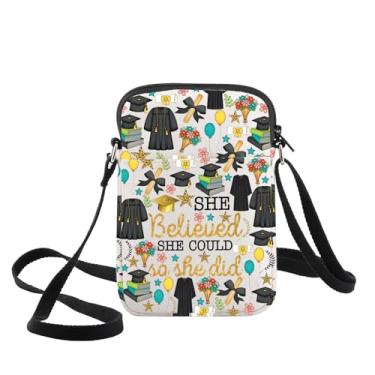 Imagem de WZMPA Bolsa tiracolo de formatura para presente de formatura She Believed She Could So She Did Graduate Shoulder Bag Graduate Merch, She Believed-cb