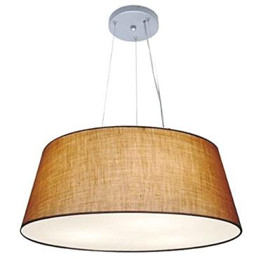 Imagem de Lustre Pendente Cone Cúpula Tecido 30/80x65 cm, Vivare Iluminação, Pendente4072 LP, Palha, Gigante
